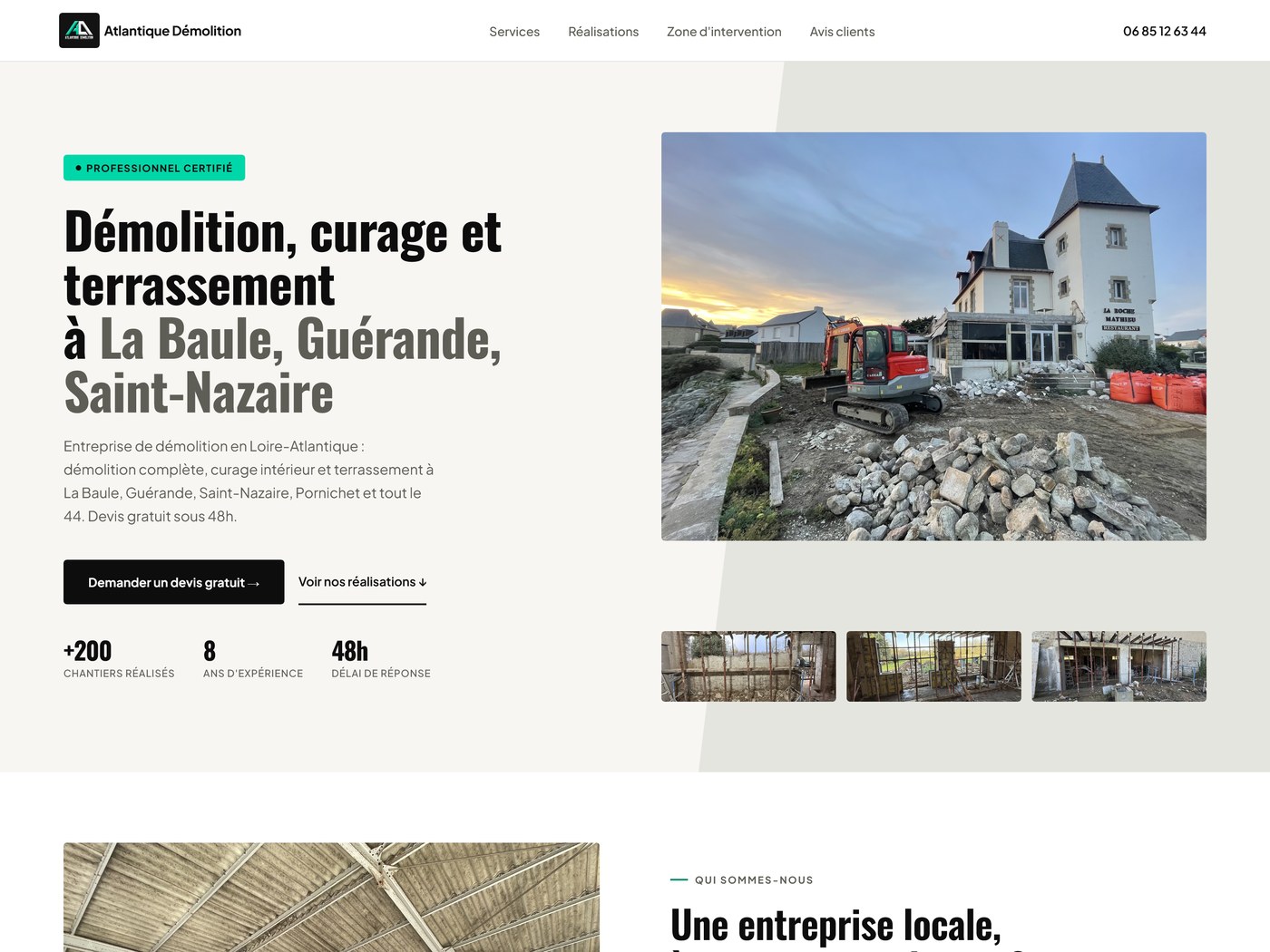 Site internet d'Atlantique Démolition à Saint-André-des-Eaux