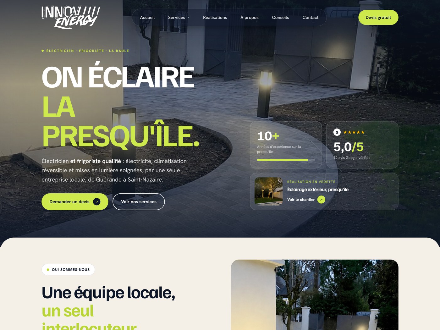 Site internet d'Innov Energy, électricien et frigoriste à La Baule-Escoublac