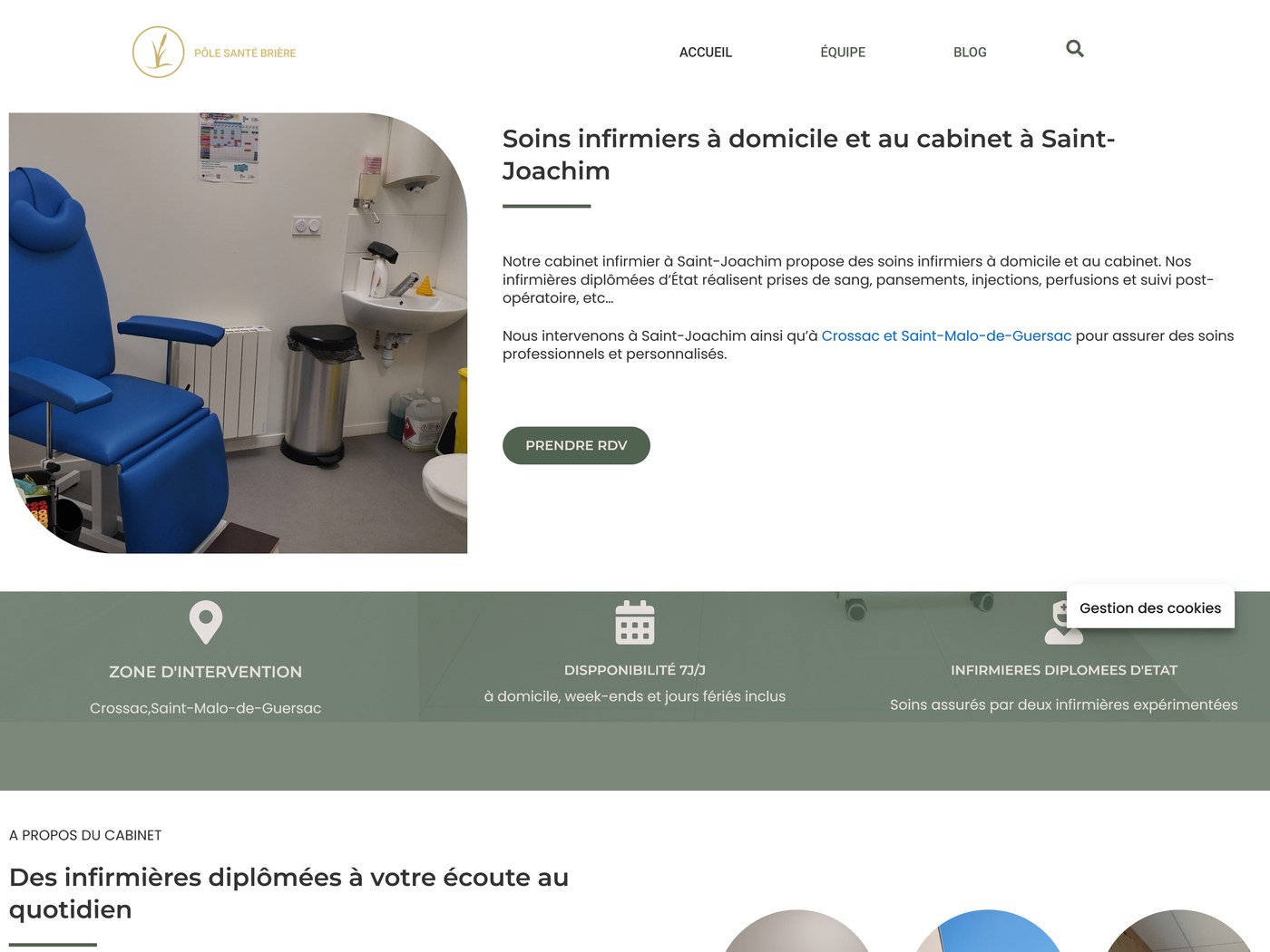 Site internet du Pôle Santé Brière, cabinet infirmier à Saint-Joachim